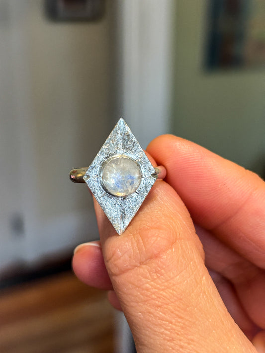 Moonstone Diamond-Frame Ring