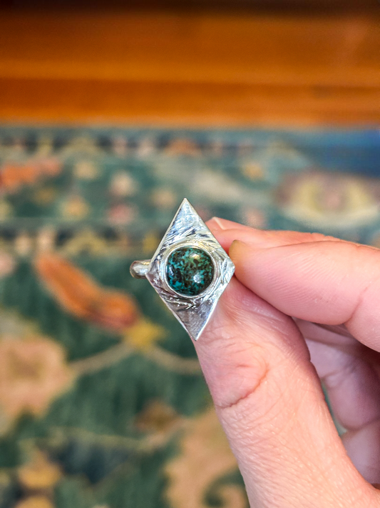 Turquoise Diamond-Frame Ring