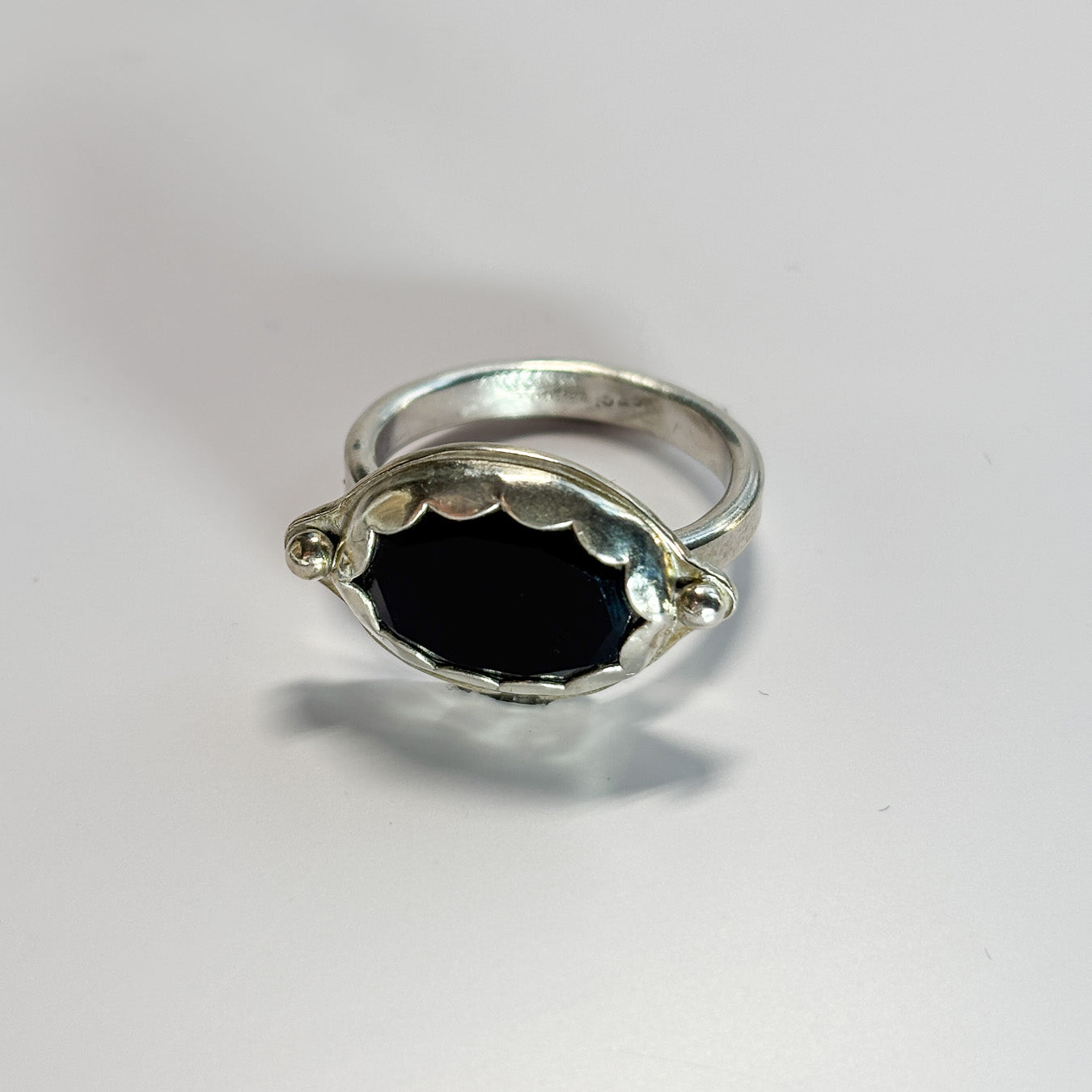 Black Onyx Sterling Silver Ring — Size 7.75