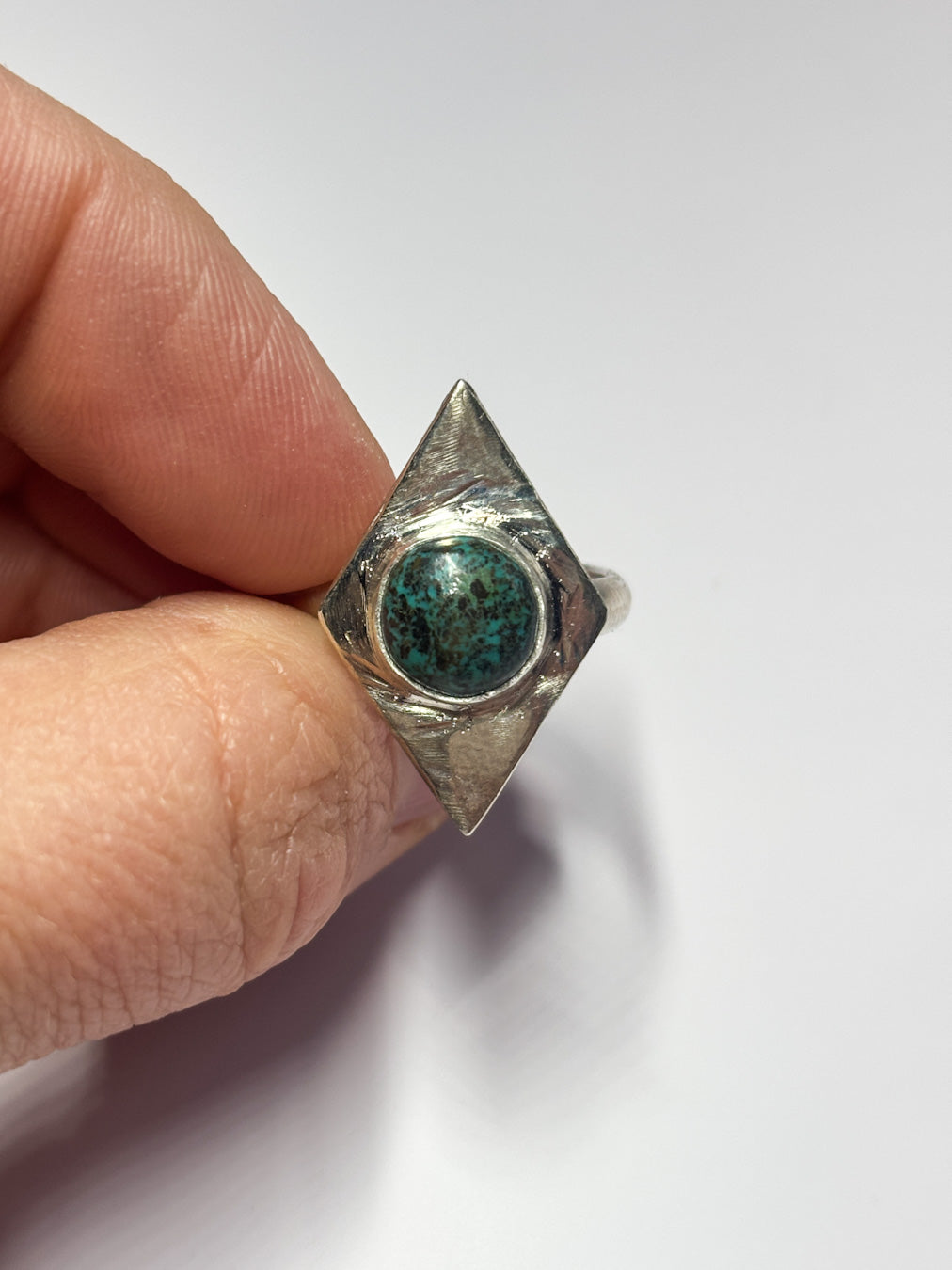 Turquoise Diamond-Frame Ring