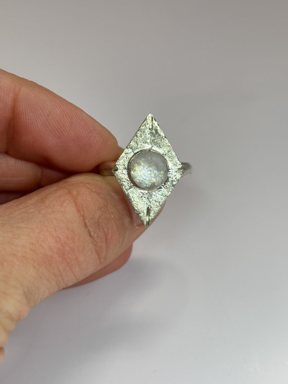 Moonstone Diamond-Frame Ring