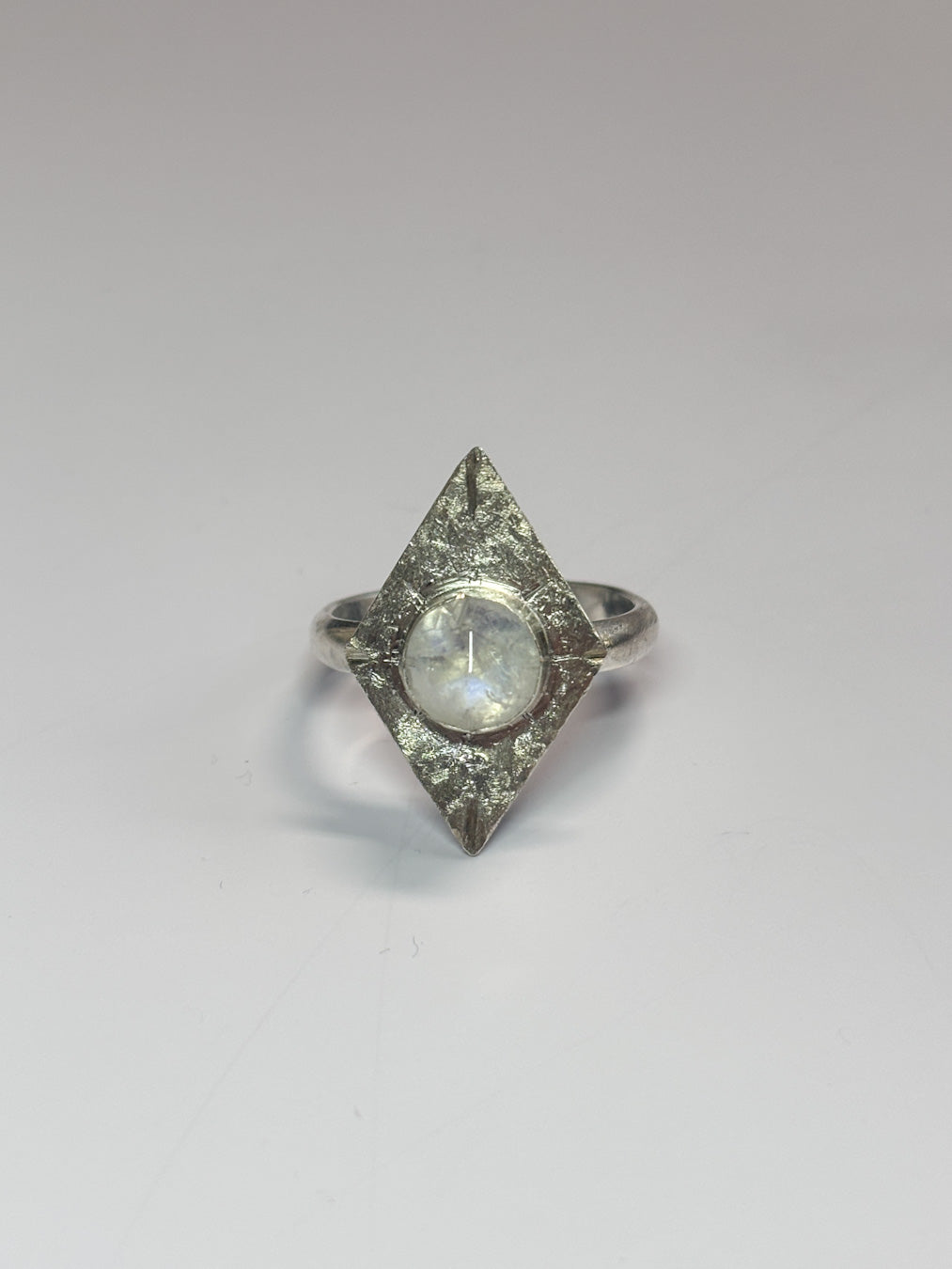 Moonstone Diamond-Frame Ring