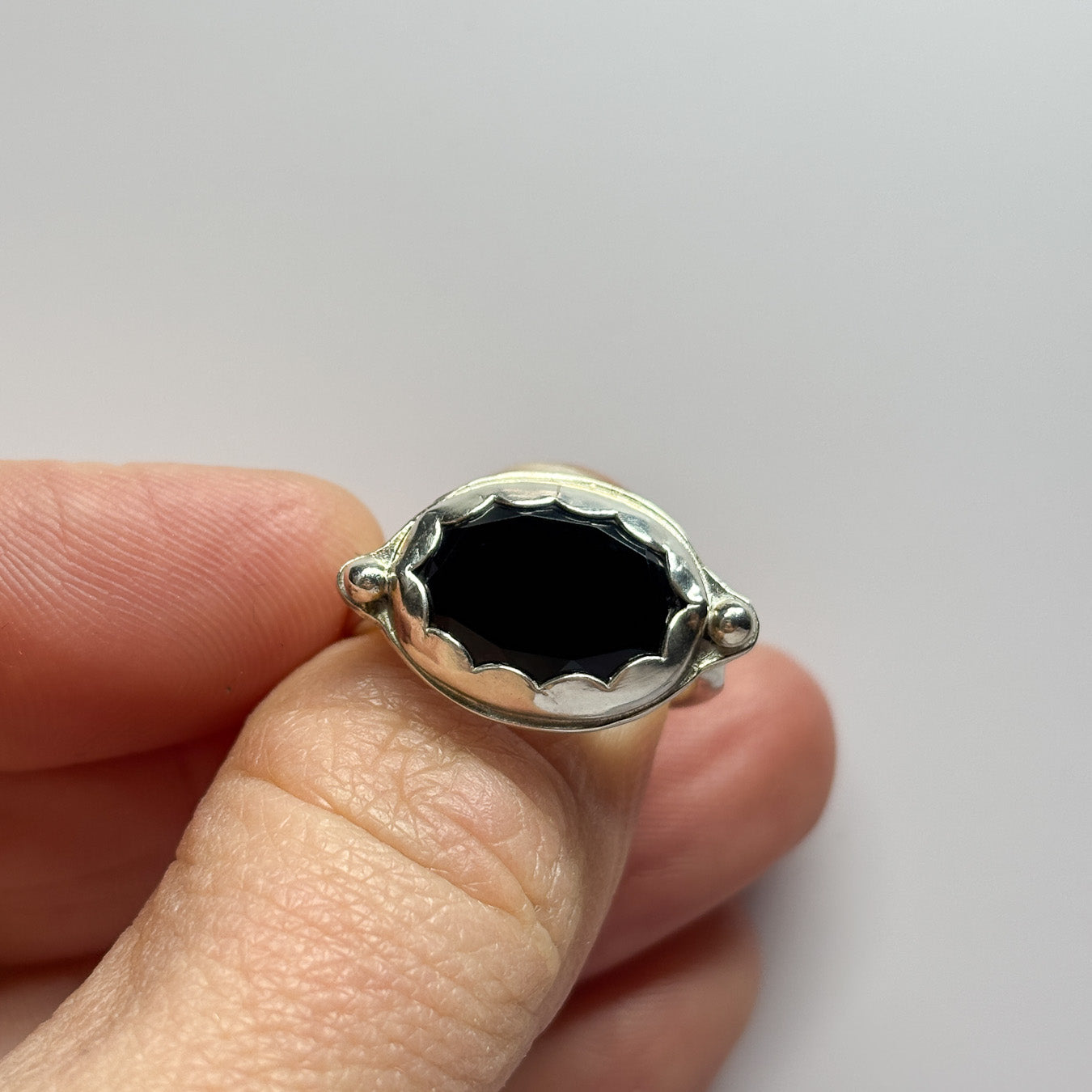 Black Onyx Sterling Silver Ring — Size 7.75