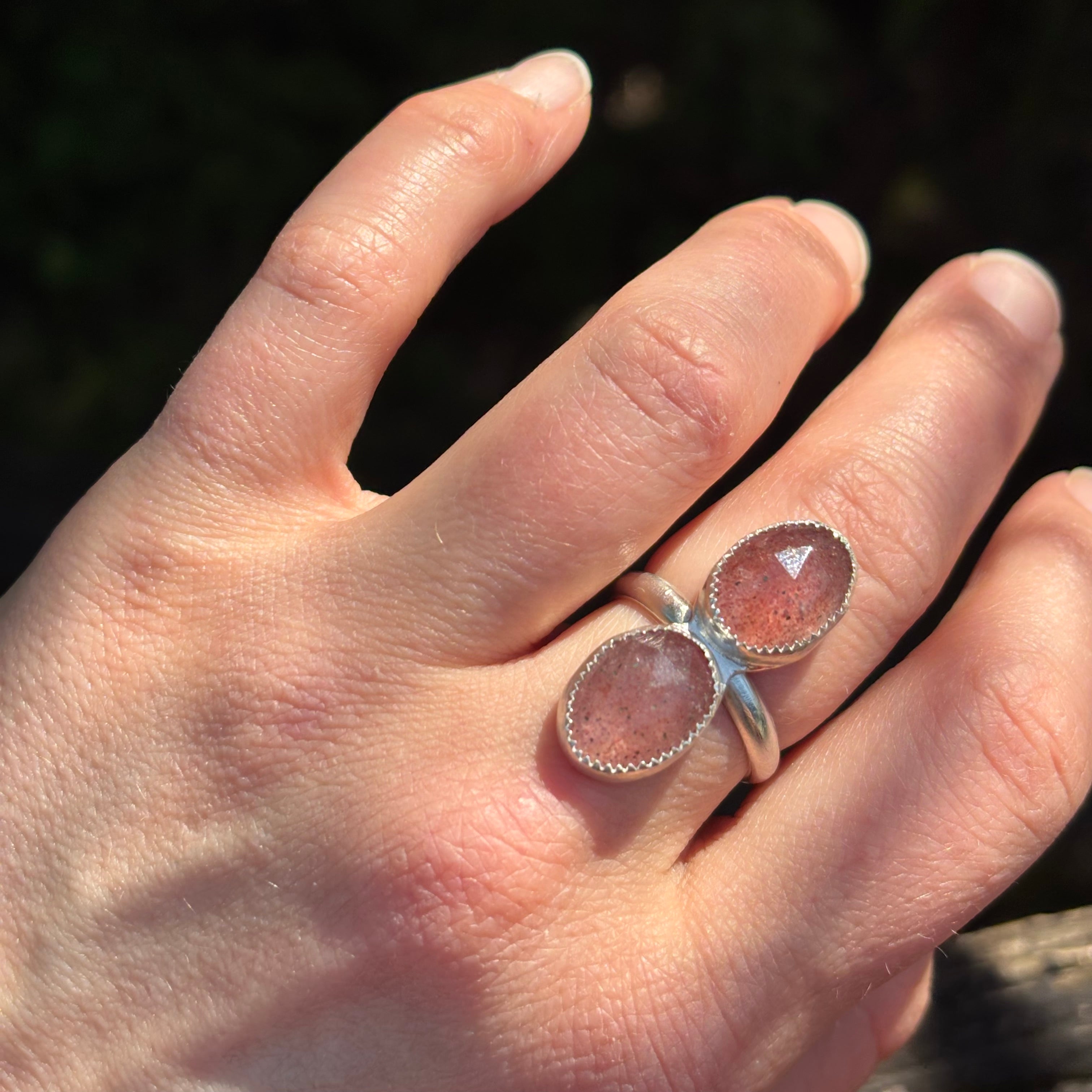 Double Strawberry Quartz Ring