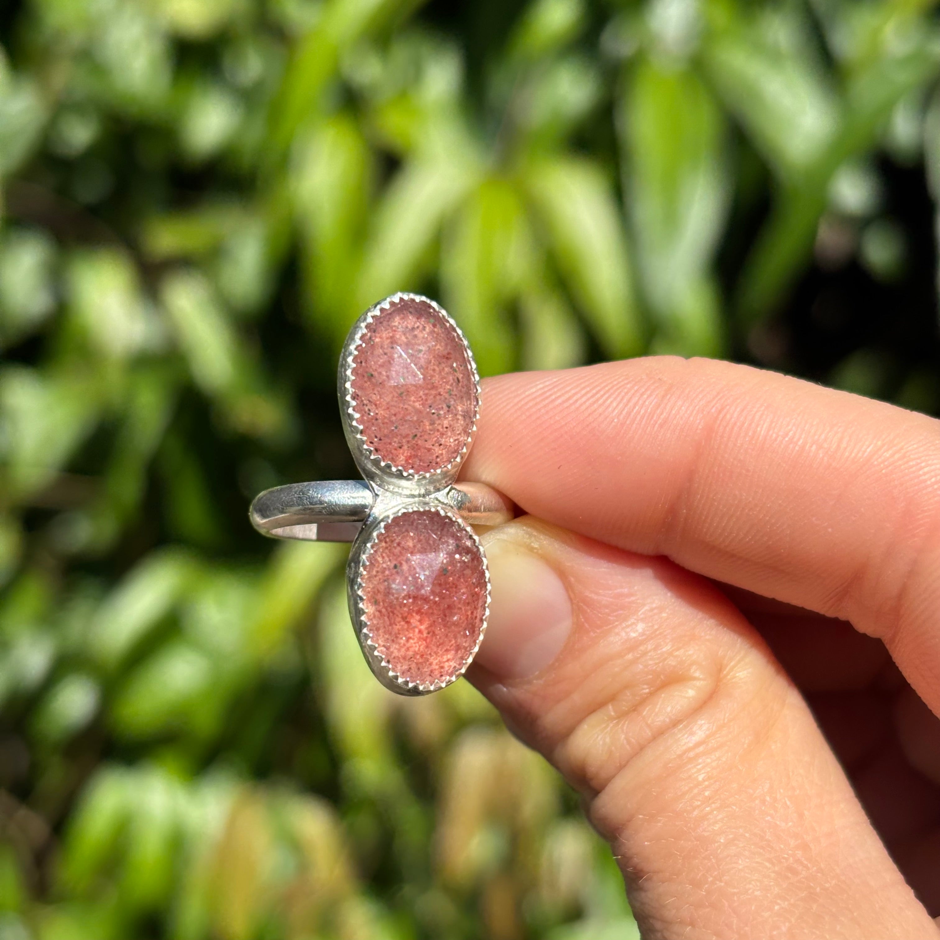 Double Strawberry Quartz Ring