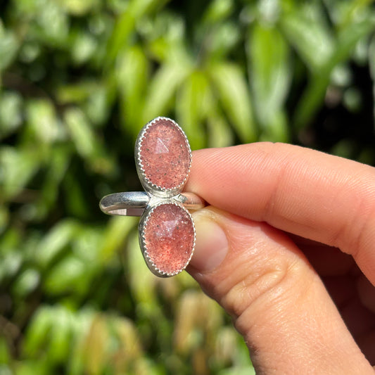 Double Strawberry Quartz Ring