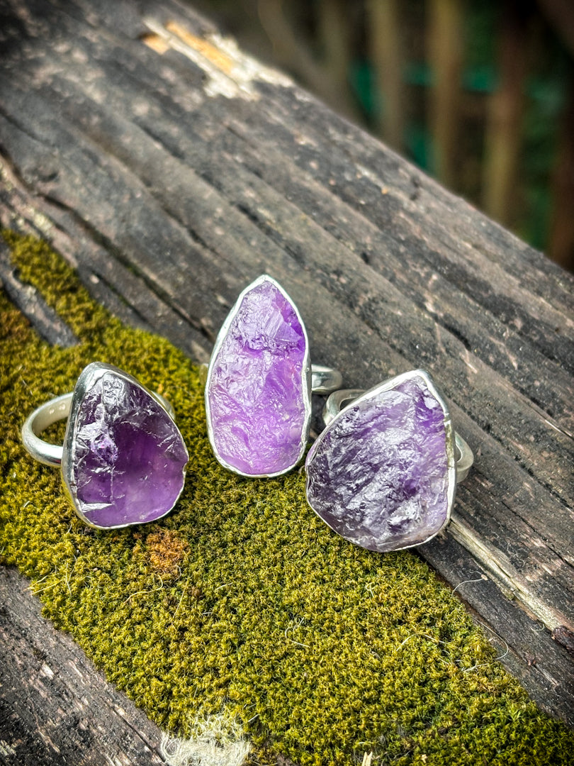 Raw Amethyst Rings