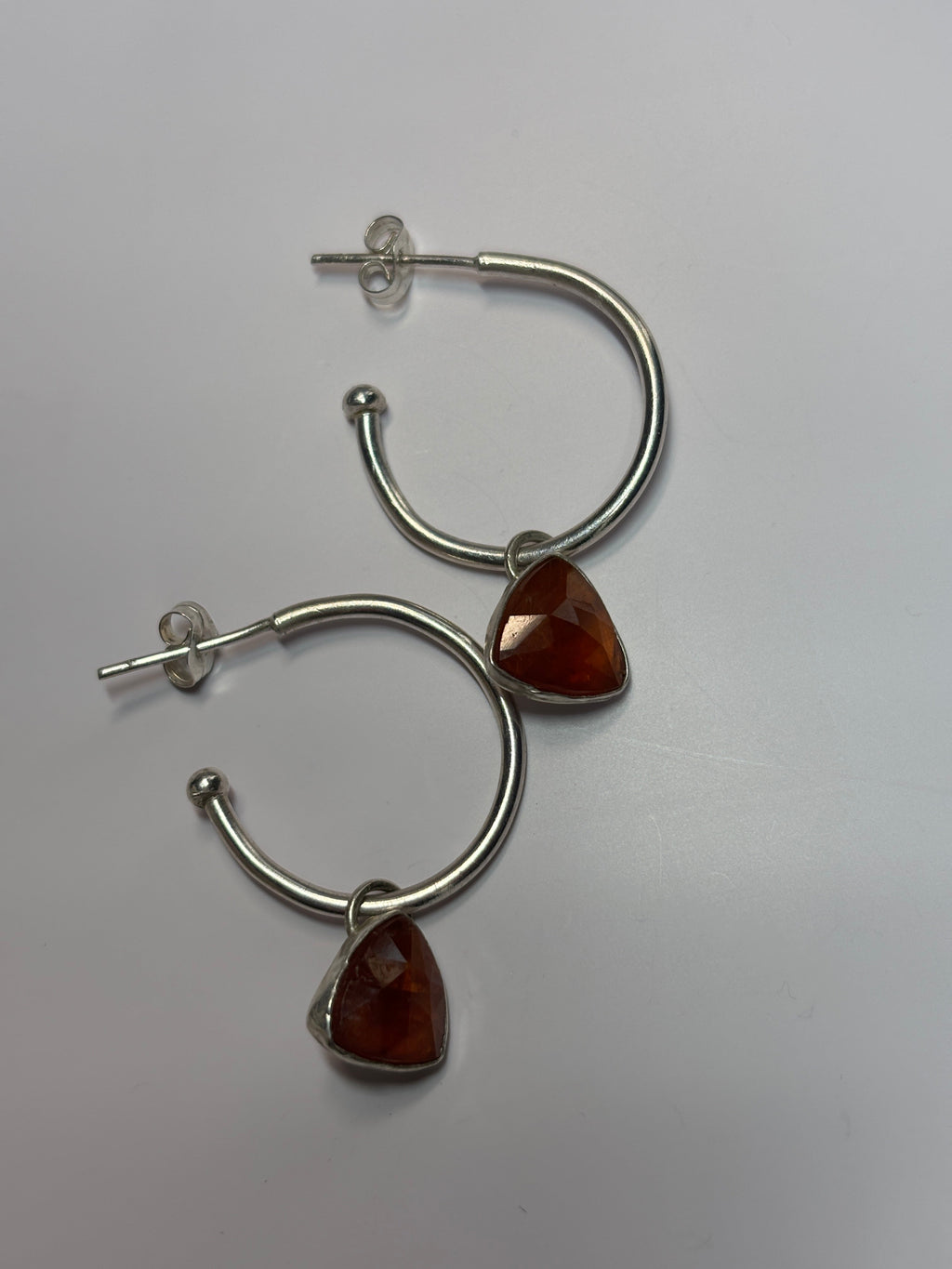 Sterling Silver Orange Kyanite Hoop Earrings