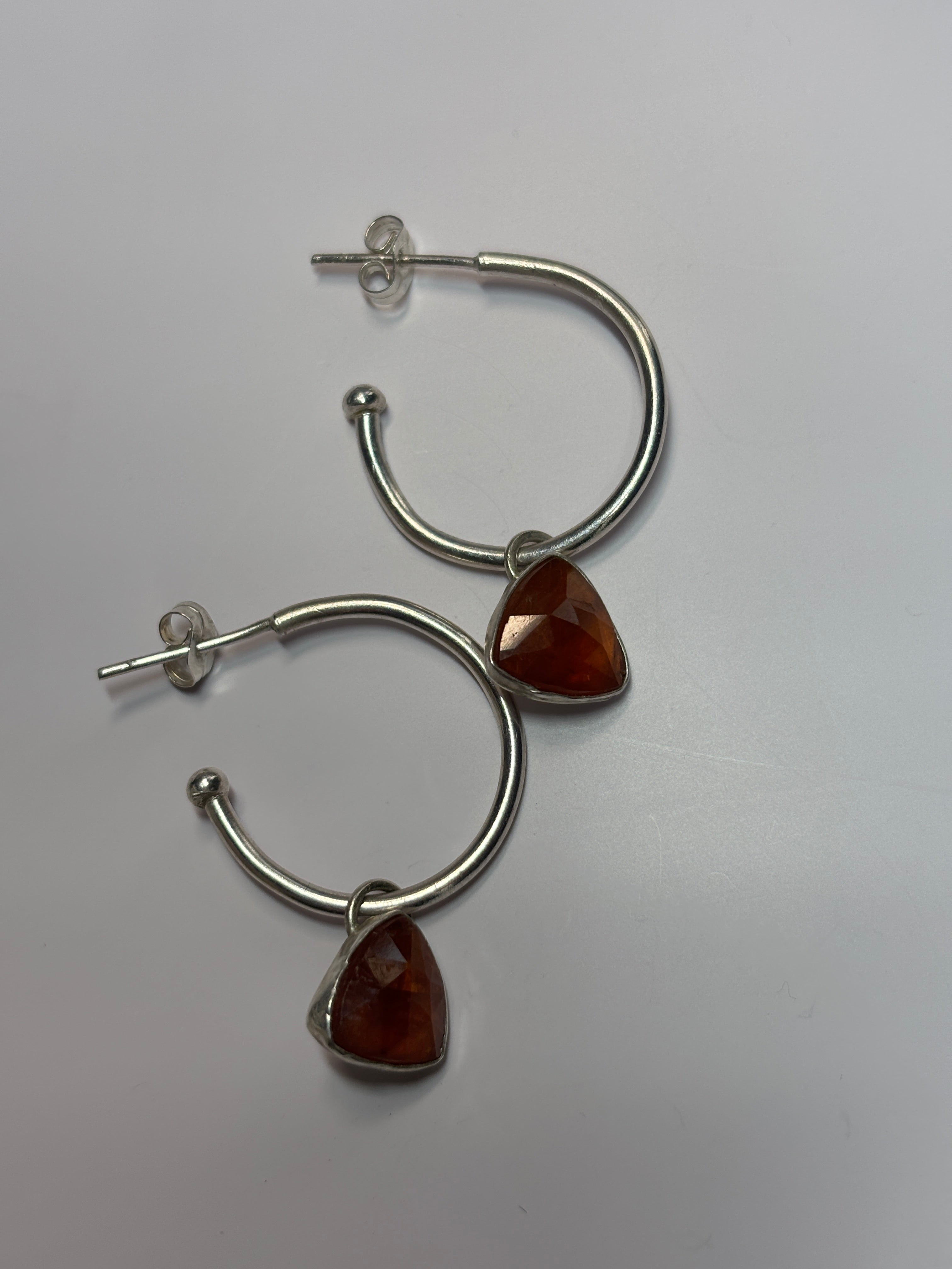 Sterling Silver Orange Kyanite Hoop Earrings