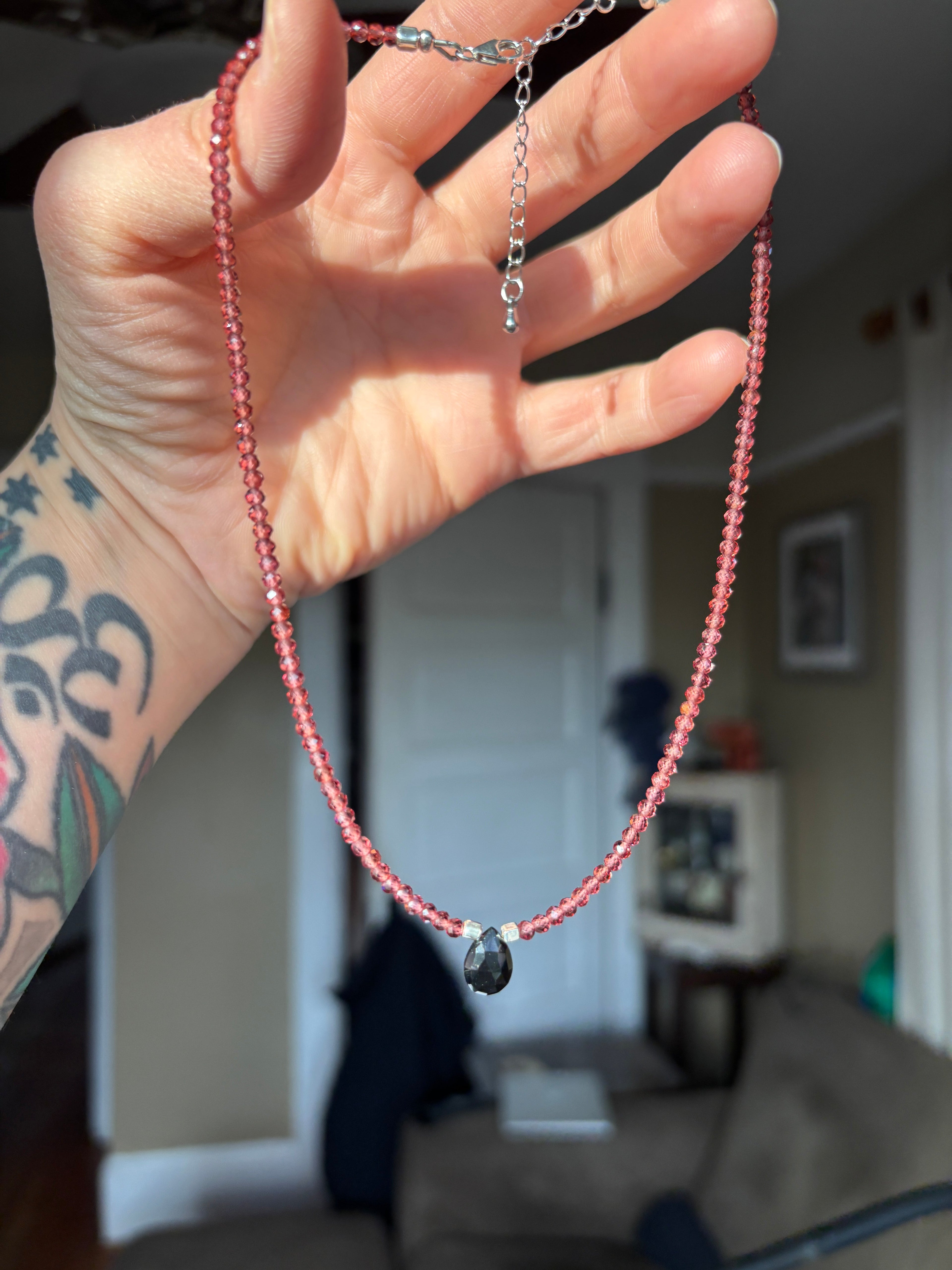 Garnet + Onyx Drop Choker