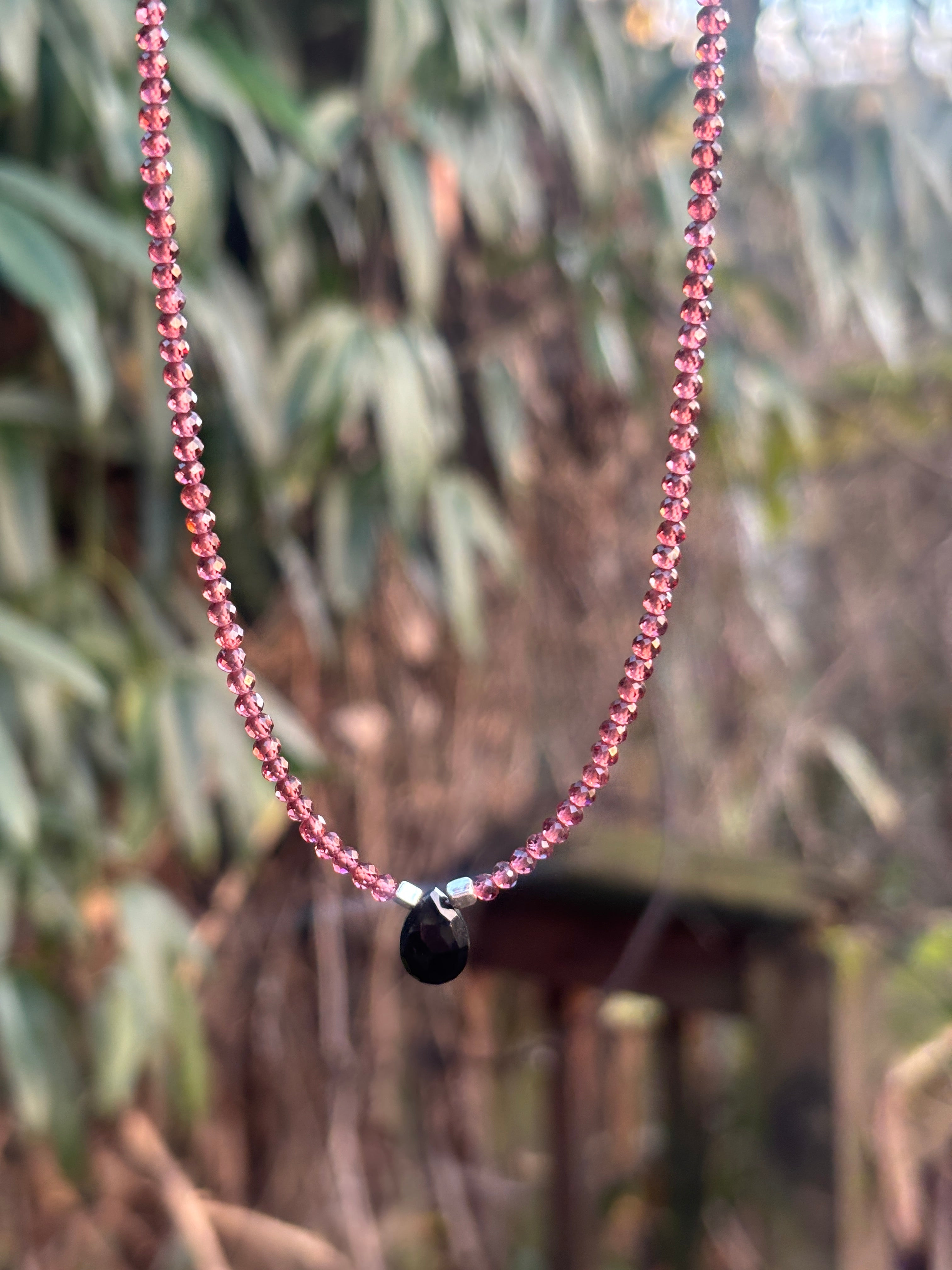 Garnet + Onyx Drop Choker