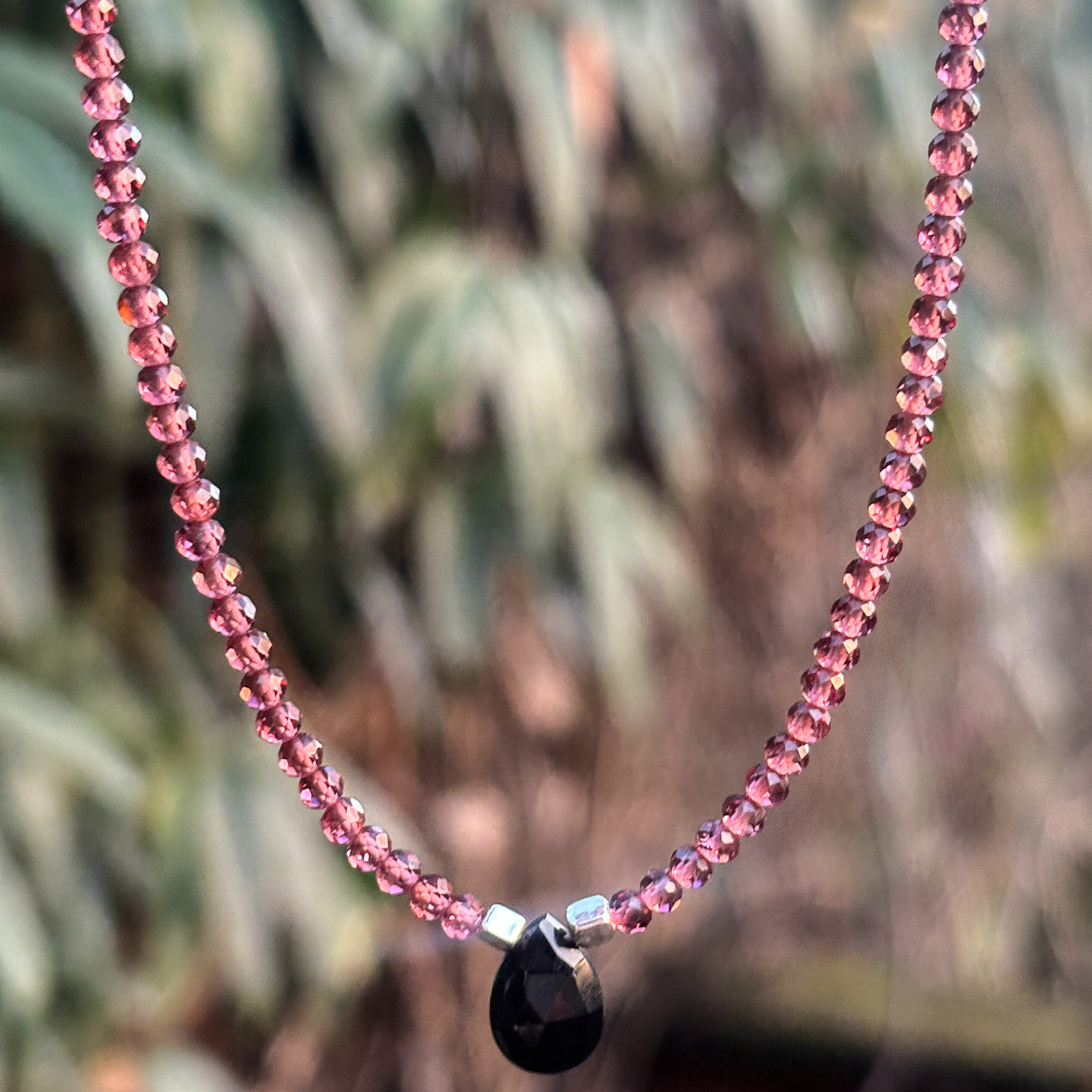 Garnet + Onyx Drop Choker