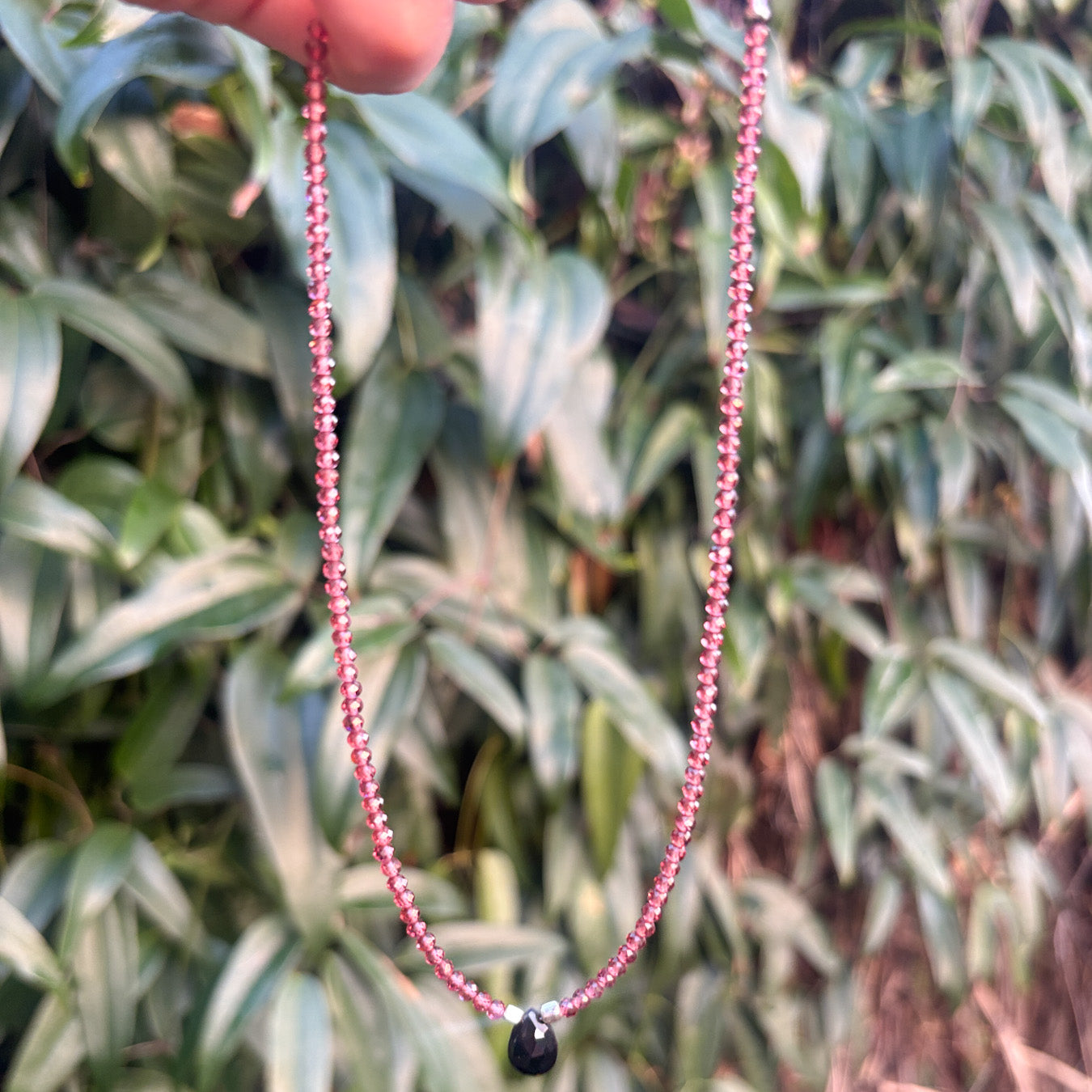 Garnet + Onyx Drop Choker