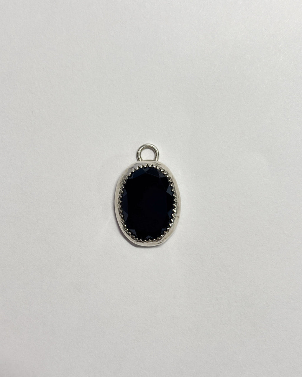 Black Onyx Oval Charm – Sterling Silver Bezel