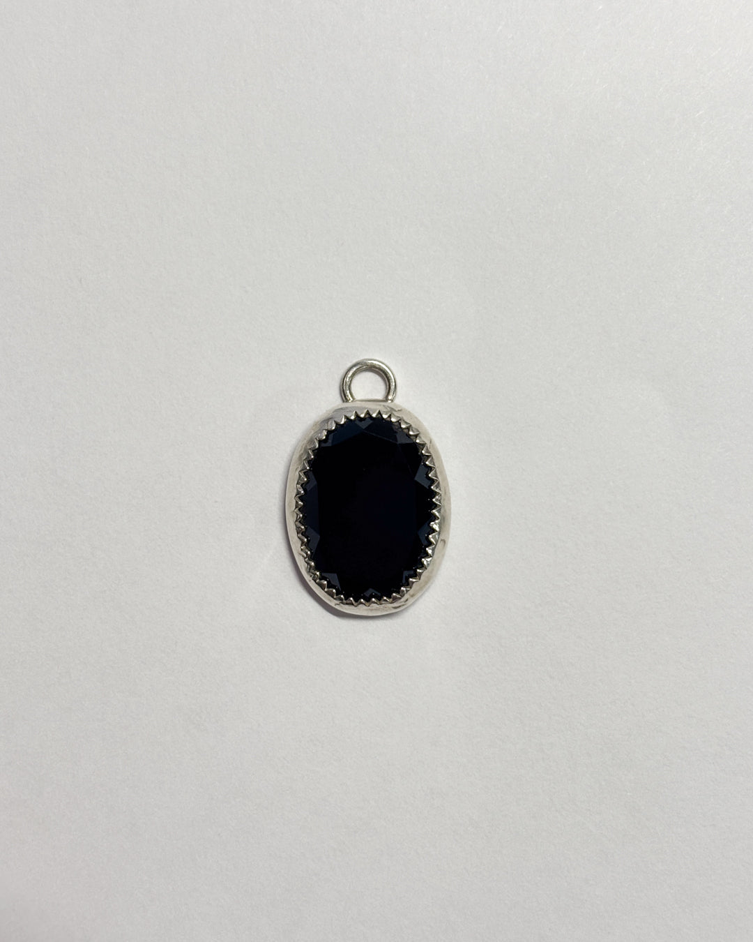 Black Onyx Oval Charm – Sterling Silver Bezel