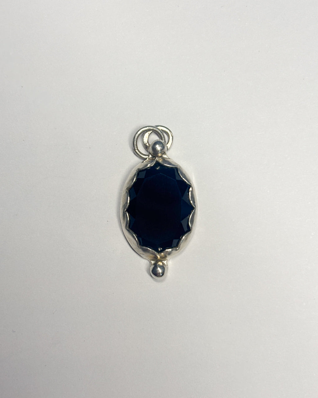 Faceted Black Onyx Charm – Sterling Silver