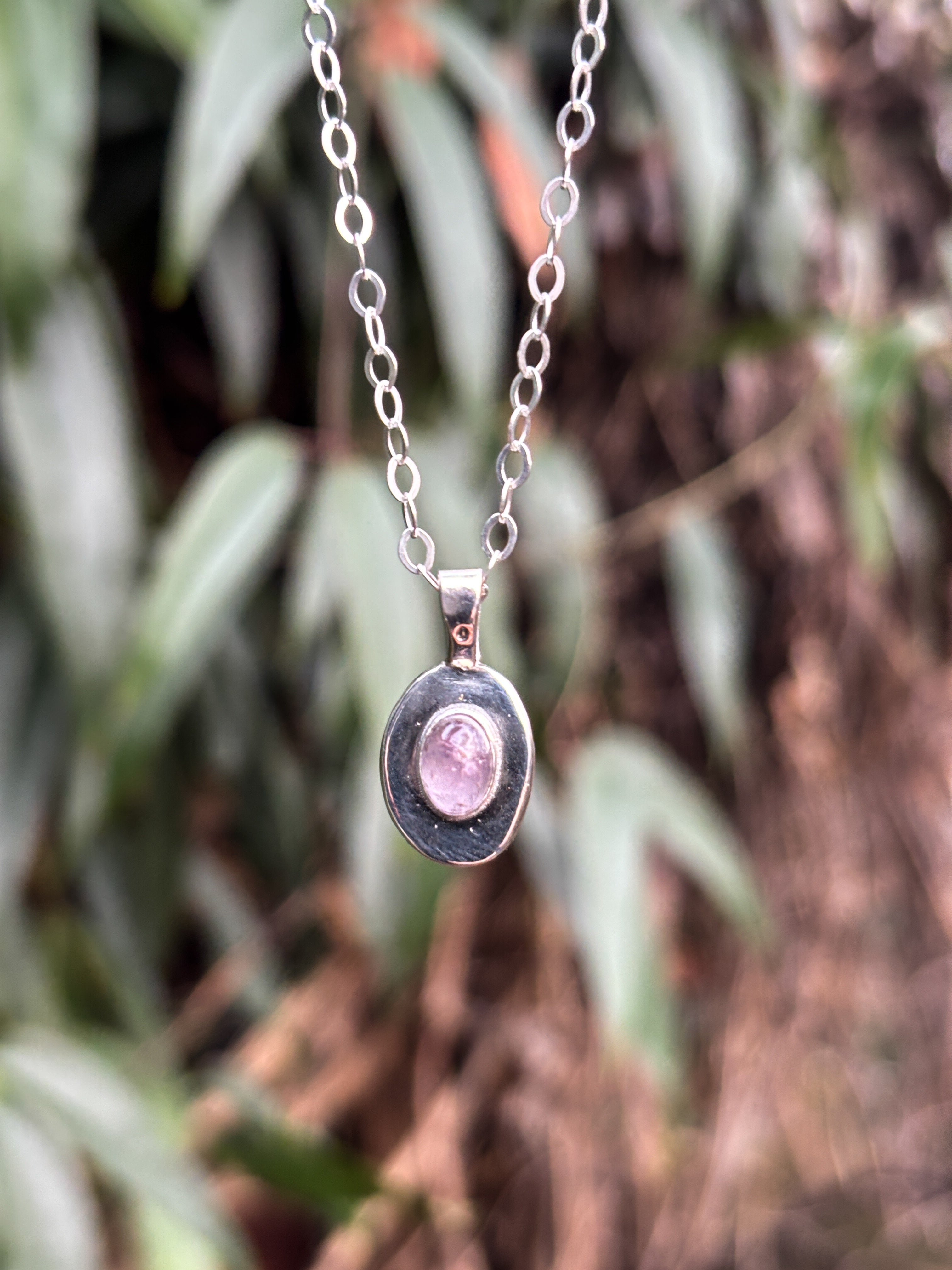 Lavender Grey Tourmaline Pendant — Hand-Fabricated Sterling Silver