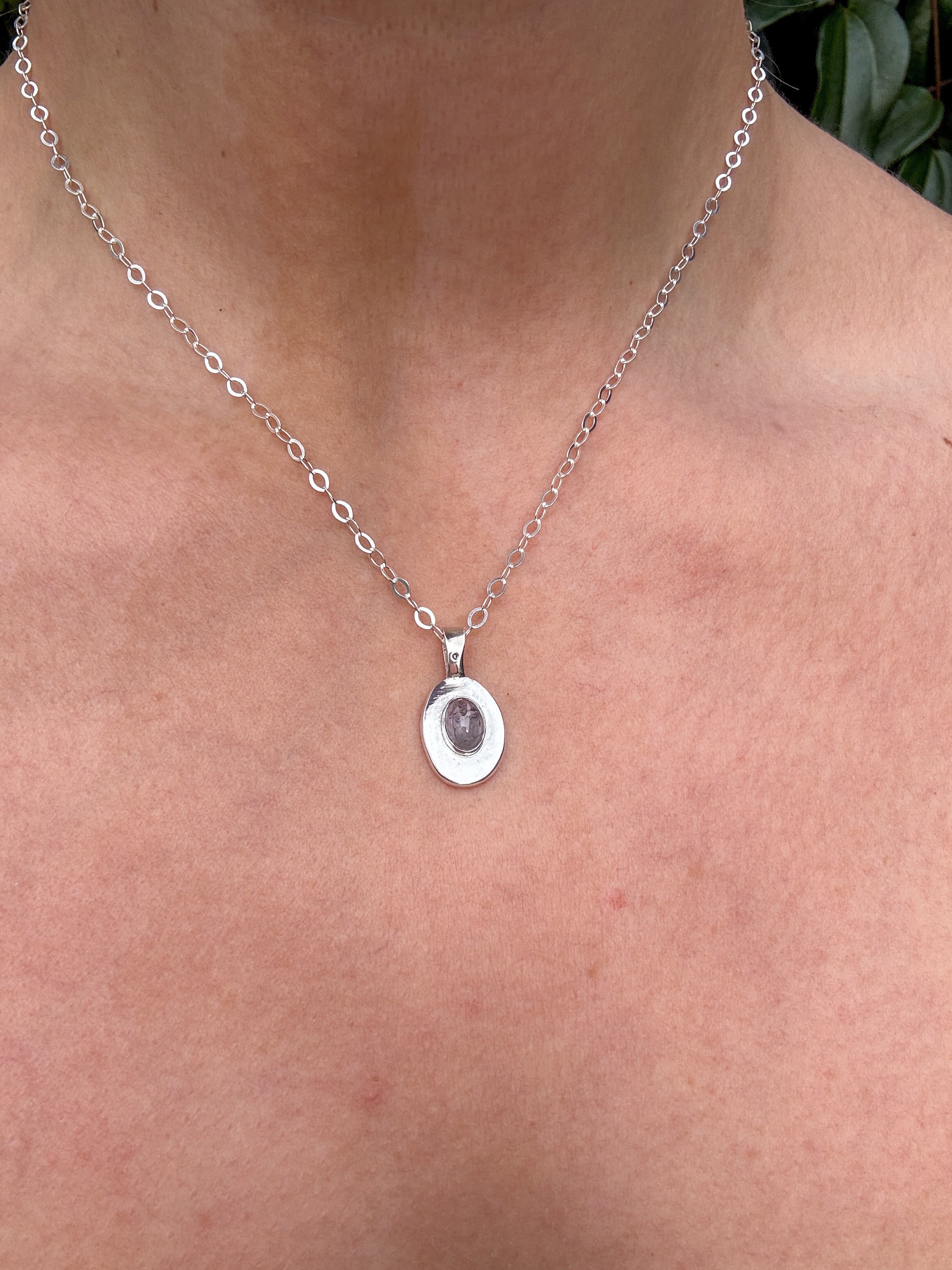 Lavender Grey Tourmaline Pendant — Hand-Fabricated Sterling Silver