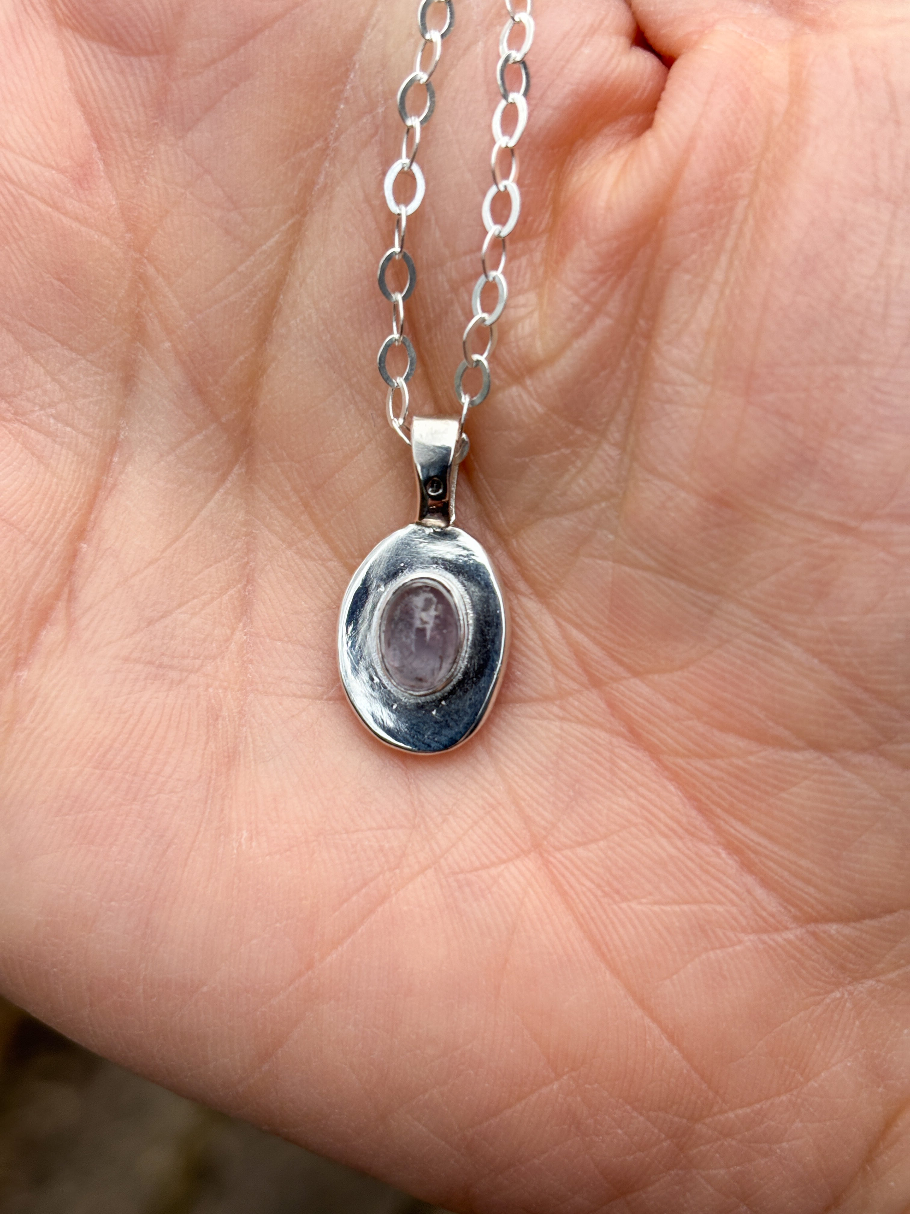 Lavender Grey Tourmaline Pendant — Hand-Fabricated Sterling Silver