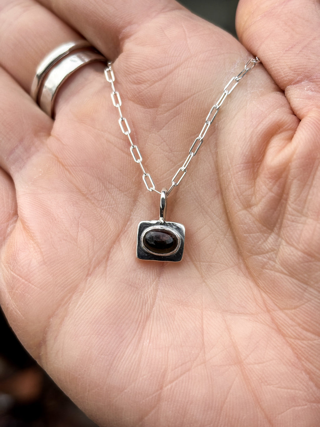 Green and Pink Tourmaline Pendant — Hand-Fabricated Sterling Silver