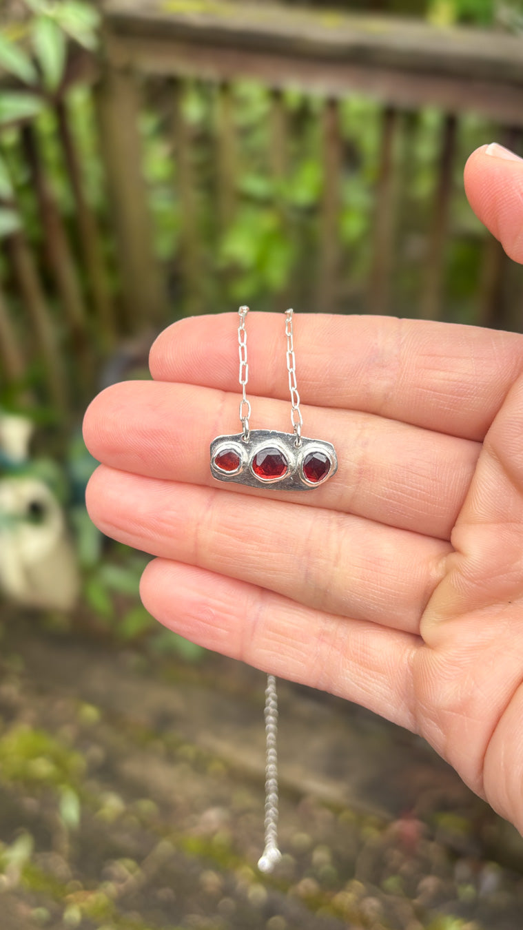 Garnet Necklace in Sterling Silver