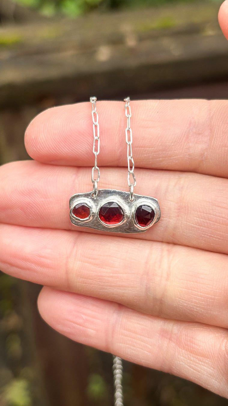 Garnet Necklace in Sterling Silver