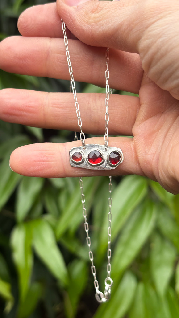 Garnet Necklace in Sterling Silver