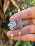 Freeform Sterling Silver Earrings with Freshwater Pearls