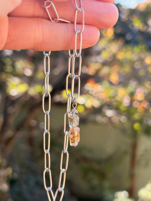Citrine Lariat Chain Necklace