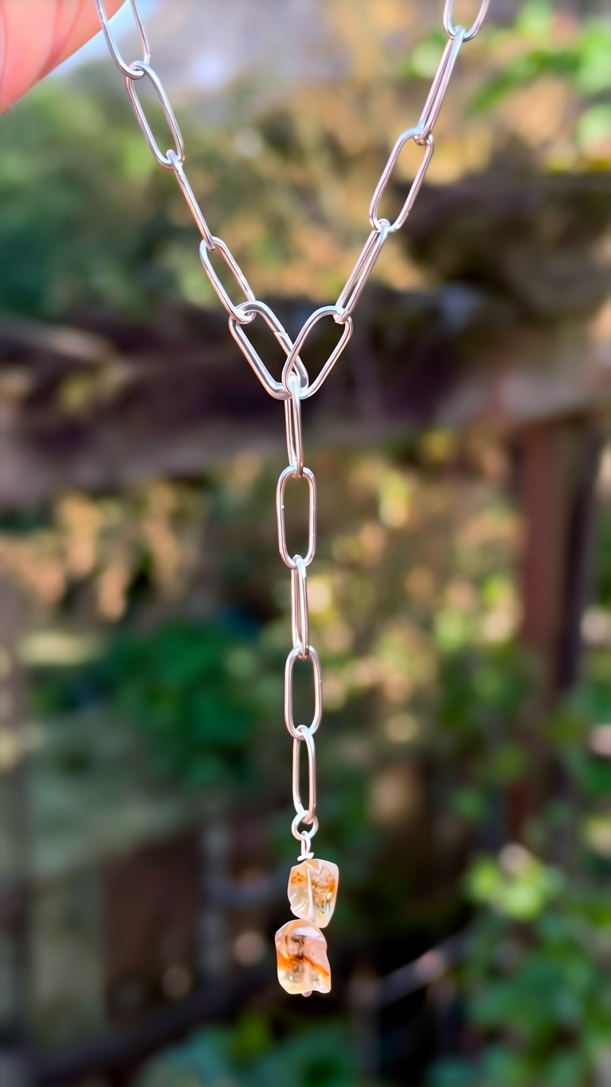 Citrine Lariat Chain Necklace