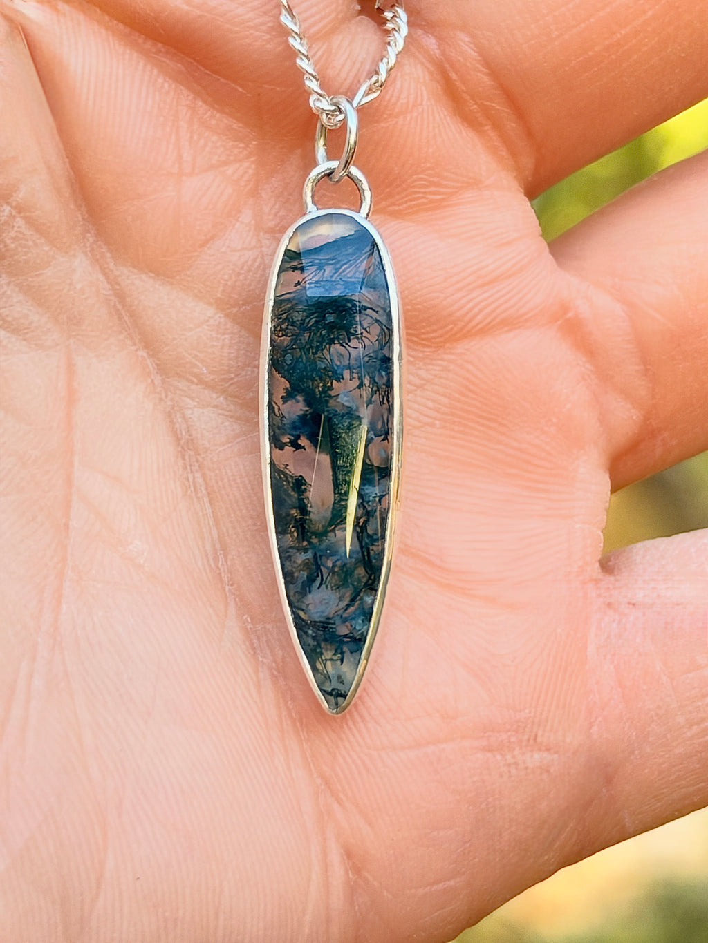 Moss Agate Pendant Necklace