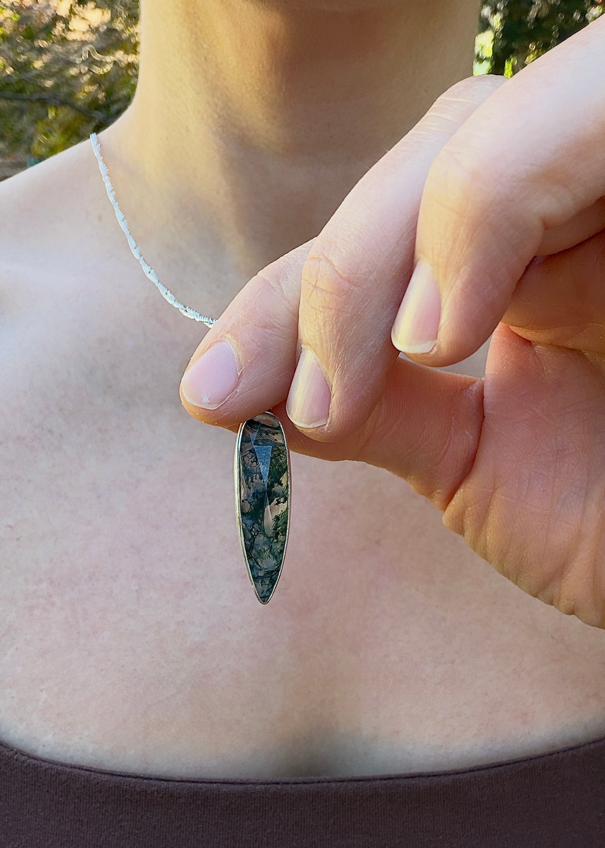 Moss Agate Pendant Necklace